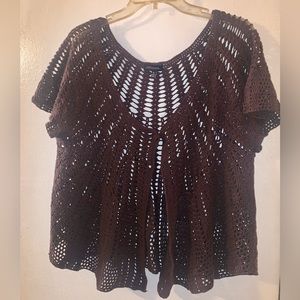 Notations Vintage Crochet Top/Cover-Up- Brown Size: XL